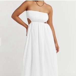 DISSH Nell White Linen Midi Dress